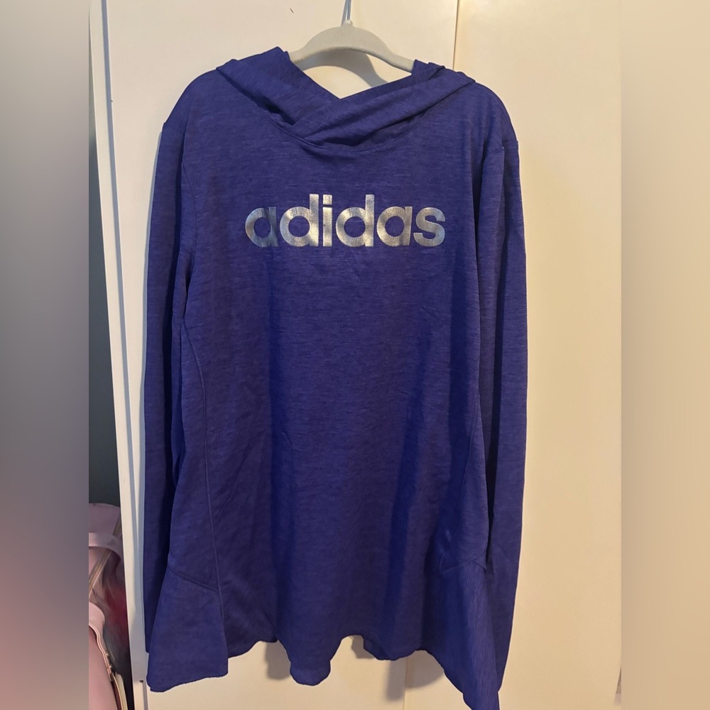 Adidas Blue Hoodie with Silver Logo